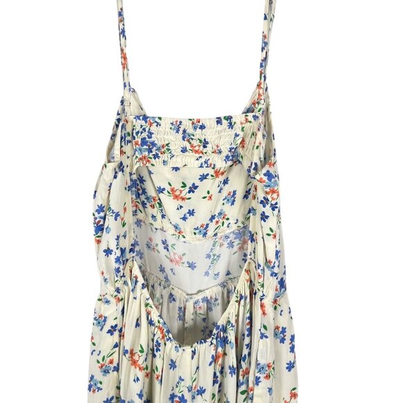 Floral Rayon Romper Jumpsuit Smocked Back Spaghetti Straps Size M - Picture 7 of 8